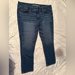 AE Dark Blue Skinny Crop Jeans